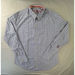 Robert Graham X Men's Large Blue and White Gingham Check Long Sleeve